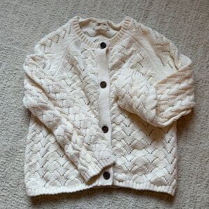 Ettie + h  cotton crochet knit cream cardigan